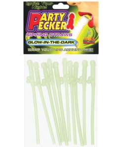 Party Pecker Sipping Straws - Glow-in-the-Dark Pack of 10