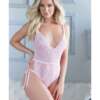Allure Belle Lace & Mesh Tie Up Romper Pink L/XL