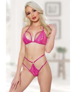 Allure Walk of Shame Bra & Panty Hot Pink O/S