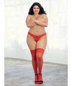 Stay Up Thigh Highs w/Lace Top Red QN