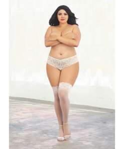 Stay Up Thigh Highs w/Lace Top White QN