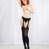 Semi Opaque Suspender Pantyhose Black O/S