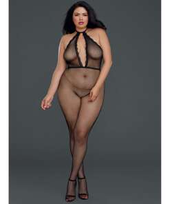 Fishnet Halter Bodystocking Black QN