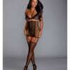 Fishnet & Lace 2 pc Garter Dress Black O/S
