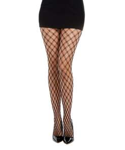 Double Knitted Fence Net Pantyhose Black O/S