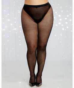 Holiday/Valentines Fishnet Pantyhose w/Rhinestone Back Seam Black QN
