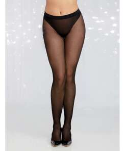 Holiday/Valentines Fishnet Pantyhose w/Rhinestone Back Seam Black O/S