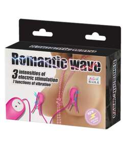 Romantic Wave Electro Shock Vibrating Nipple Clamps - Rose