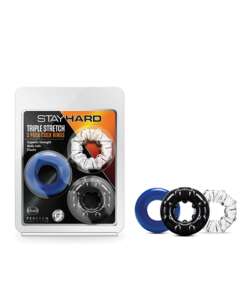 Blush Stay Hard Triple Stretch Cock Rings - Pack of 3
