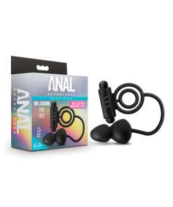 Blush Anal Adventures Platinum Silicone Anal Plug with Vibrating C Ring - Black
