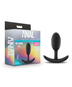 Blush Anal Adventures Platinum Silicone Vibra Slim Plug Medium - Black