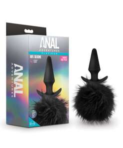 Blush Anal Adventures Platinum Rabbit Tail Plug - Black