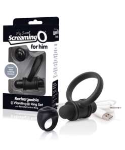 Screaming O My Secret Bullet & Ring for Him - Black