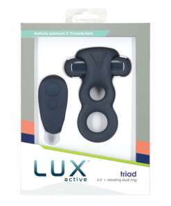 Lux Active Triad 4.5" Vibrating Dual Ring w/Remote - Dark Blue