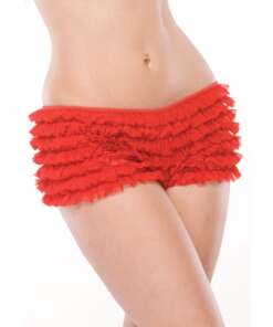 Ruffle Shorts w/Back Bow Detail Red XXL