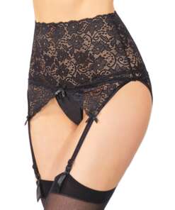 High Waisted Adjustable Garter Belt Black O/S