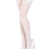 Sheer Thigh High Stocking w/Back Seam White O/S