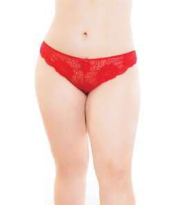 Low Rise Stretch Scallop Lace Panty Red XL