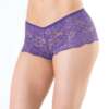 Low Rise Stretch Scallop Lace Booty Short Purple O/S