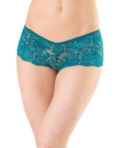 Low Rise Stretch Scallop Lace Booty Short Teal O/S