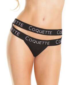 Fine Lace Back Panty w/Double Strap Waistband Black O/S