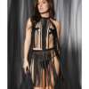 Play Darque Fringe Harness Top & Skirt Black O/S