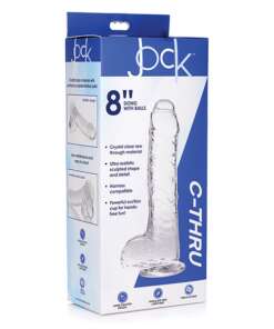 Curve Novelties Jock C-Thru 8" SLIM Dildo w/Balls - Clear