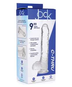 Curve Novelties Jock C-Thru 9" SLIM Dildo w/Balls - Clear
