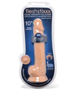 Curve Novelties Fleshstixxx 10" Dildo w/Balls - Tan