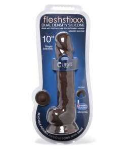 Curve Novelties Fleshstixxx 10" Dildo w/Balls - Chocolate