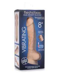 Curve Novelties Fleshstixxx 8" Vibrating Silicone Dildo w/Balls - Vanilla