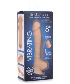 Curve Novelties Fleshstixxx 8" Vibrating Silicone Dildo w/Balls - Tan