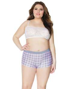 Crystal Pink Buffalo Check Print Short Grey/Pink OS/XL