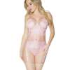 Crystal Pink Longline Bra, Garter Belt & Panty Pink LG