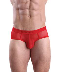 Cocksox Mesh Contour Pouch Sports Brief Fiery Red MD