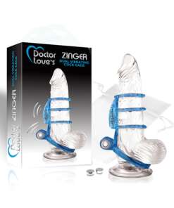 Doctor Love's Zinger Dual Vibrating Cock Cage - Blue