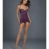 Stretch Lace Garter Slip w/Removable Straps & Attached Side Garters & G-String  Plum XL