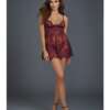 Eyelash Lace Babydoll w/Underwire Cups & Lace Thong Mulberry SM