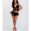 Holiday Stretch Velvet & Lace Cami & Tap Pant Black LG