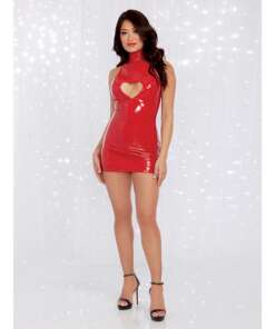 Valentines Stretch Vinyl High Neck Chemise Rouge MD