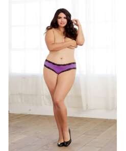 Microfiber Cheeky Panty w/Criss Cross Open Back Detail Iris/Black 1X