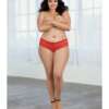 Stretch Lace Open Crotch Short Ruby 1X-2X