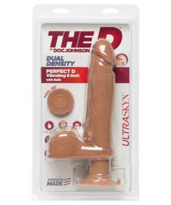 The D 8" Perfect D Vibrating w/Balls - Caramel