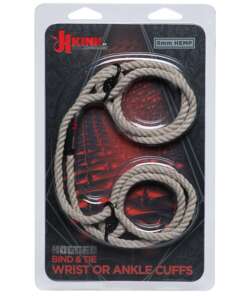 Kink Hogtie Bind & Tie Wrist or Ankle  Cuffs - Natural 6 mm Hemp