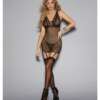 Euphoria Fetish Chemise w/Garters & Hose Black O/S