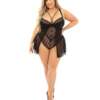 European Lace Teddy Babydoll Black 3X