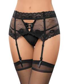 Lace Garterbelt with Boning Black MD