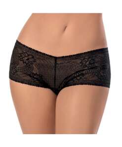 Open Crotch Patterned Boyshort Black O/S