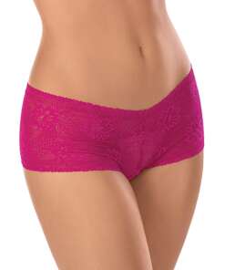 Open Crotch Patterned Boyshort Fuchsia O/S