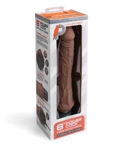 Powercocks 8" Girthy Realistic Vibrator - Dark Brown